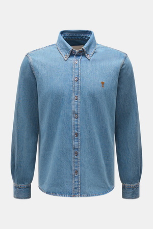 AMI  Paris - Herren - Jeanshemd Button-Down-Kragen rauchblau