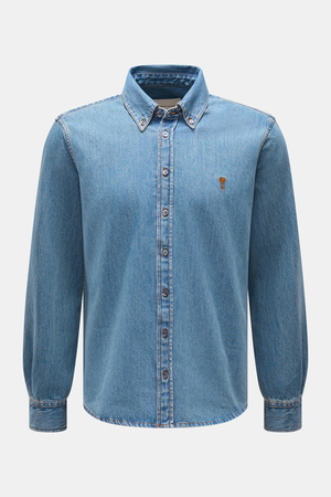 AMI  Paris - Herren - Jeanshemd Button-Down-Kragen rauchblau