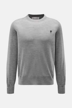 AMI  Paris - Herren - Merino Rundhalspullover grau meliert