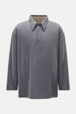 AMI  Paris - Herren - Popover-Flanellhemd Kent-Kragen grau meliert