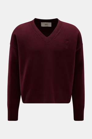 AMI  Paris - Herren - V-Neck Pullover bordeaux