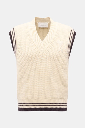 AMI  Paris - Herren - V-Neck Pullunder sand