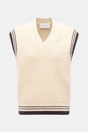 AMI  Paris - Herren - V-Neck Pullunder sand
