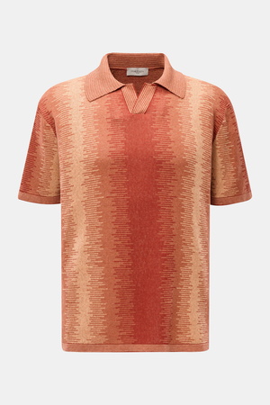 Piacenza  1733 - Herren - Kurzarm-Strickpolo rot/hellrot/apricot gemustert