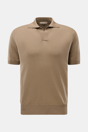 Aurélien  - Herren - Kurzarm-Strickpolo 'Cashwool' taupe