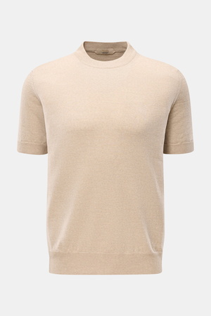 Aurélien  - Herren - Kurzarmpullover 'Cashwool' beige meliert