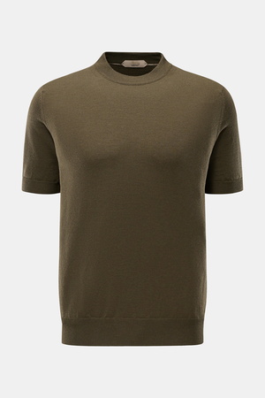 Aurélien  - Herren - Kurzarmpullover 'Cashwool' dark olive