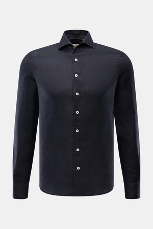 Aurélien  - Herren - Leinenhemd Haifisch-Kragen dark navy