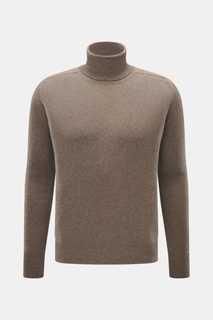 B.F. Knitwear  - Herren - Cashmere Rollkragenpullover taupe meliert