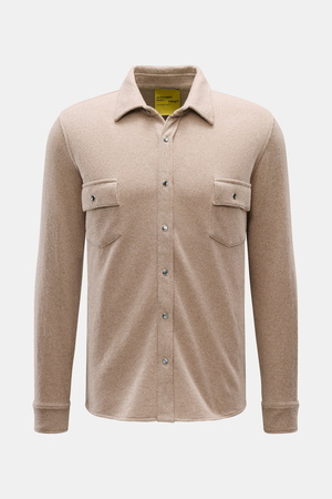 B.F. Knitwear  - Herren - Cashmere Strickhemd Kent-Kragen beige