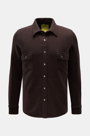 B.F. Knitwear  - Herren - Cashmere Strickhemd Kent-Kragen dunkelbraun