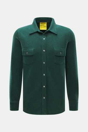 B.F. Knitwear  - Herren - Cashmere Strickhemd Kent-Kragen dunkelgrün