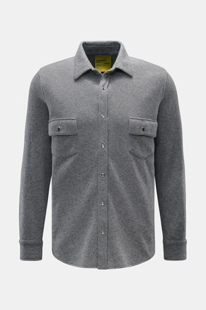 B.F. Knitwear  - Herren - Cashmere Strickhemd Kent-Kragen grau meliert