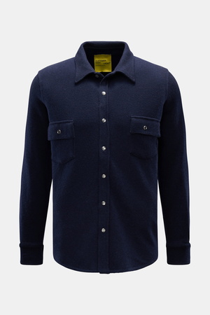 B.F. Knitwear  - Herren - Cashmere Strickhemd Kent-Kragen navy