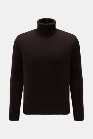 B.F. Knitwear  - Herren - Merino Rollkragenpullover dunkelbraun