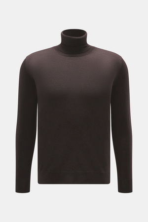 B.F. Knitwear  - Herren - Merino Rollkragenpullover dunkelbraun