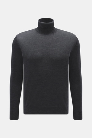 B.F. Knitwear  - Herren - Merino Rollkragenpullover dunkelgrau meliert