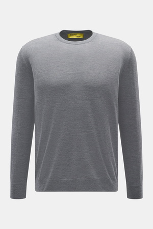 B.F. Knitwear  - Herren - Merino Rundhalspullover grau meliert