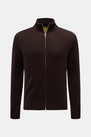 B.F. Knitwear  - Herren - Merino Strickjacke dunkelbraun
