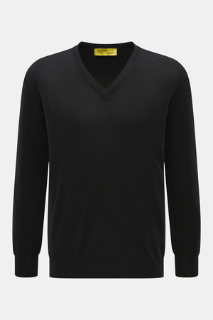 B.F. Knitwear  - Herren - Merino V-Neck Pullover schwarz