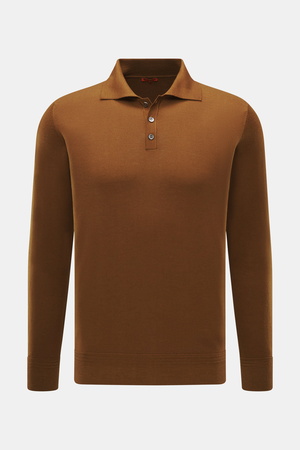Barena  Venezia - Herren - Merino Strickpolo 'Pevaron Brunal' braun
