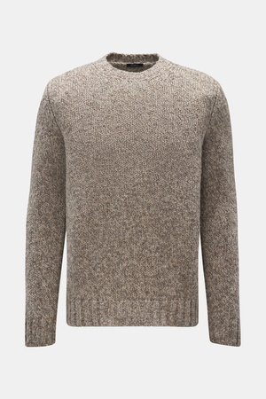 04651 / A trip in a bag - Herren - Rundhalspullover 'Handknit Crew' graubraun/beige