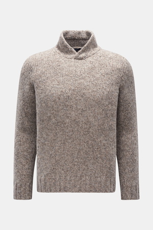 04651 / A trip in a bag - Herren - Pullover 'Handknit Mock' graubraun/beige