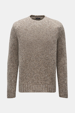 04651 / A trip in a bag - Herren - Rundhalspullover 'Handknit Crew' graubraun/beige