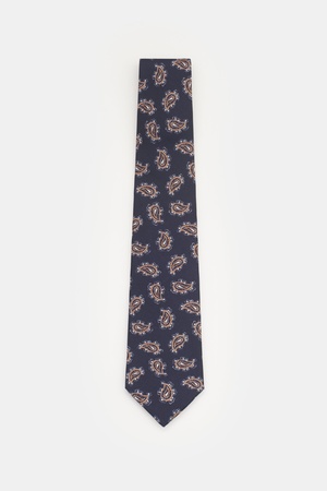 Borrelli  - Herren - Seidenkrawatte navy/weiß/beige gemustert