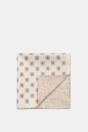 Brunello Cucinelli  - Herren - Seiden-Einstecktuch sand/beige gemustert