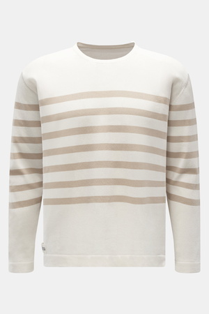 Matéma  - Herren - Rundhalspullover creme/beige gestreift