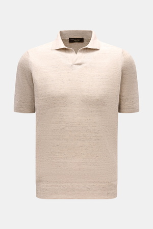 Filippo de Laurentiis  - Herren - Kurzarm-Strickpolo 'Skipper' grau/beige meliert