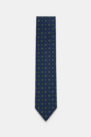 Cesare Attolini  - Herren - Seidenkrawatte 'Ventaglio' navy/blau gemustert