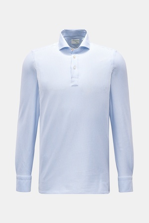 Finamore  - Herren - Longsleeve-Poloshirt 'Achille Orlando' weiß/blau gestreift