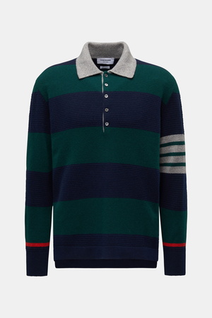 Thom Browne  - Herren - Strickpolo grün/blau gestreift