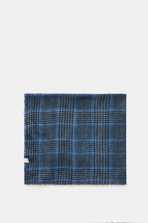 19 Andrea’s 47  - Herren - Cashmere Schal schwarz/grau/blau kariert
