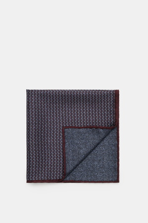 Brunello Cucinelli  - Herren - Seiden-Einstecktuch dunkelblau/bordeaux gemustert
