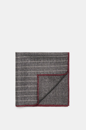 Brunello Cucinelli  - Herren - Seiden-Einstecktuch dunkelgrau/hellgrau/bordeaux gestreift