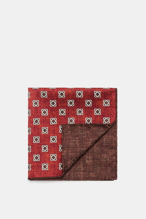 Brunello Cucinelli  - Herren - Seiden-Einstecktuch rotbraun/braun gemustert