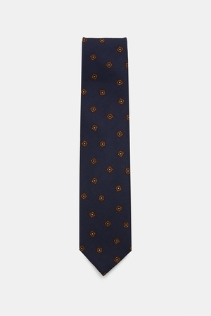 Cesare Attolini  - Herren - Krawatte 'Ventaglio' navy/bordeaux/braun gemustert