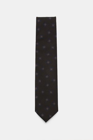 Cesare Attolini  - Herren - Krawatte 'Ventaglio' anthrazit/navy/braun gemustert