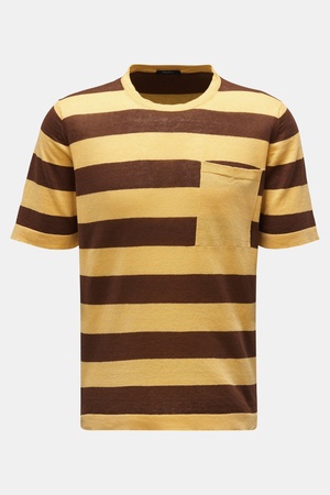 04651 / A trip in a bag - Herren - Kurzarm-Pullover 'Striped Tee' gelb/braun gestreift