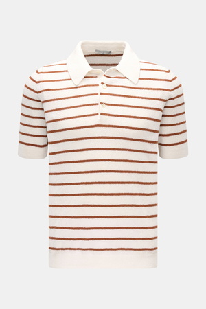 Circolo 1901  - Herren - Frottee-Kurzarm-Strickpolo weiß/braun gestreift