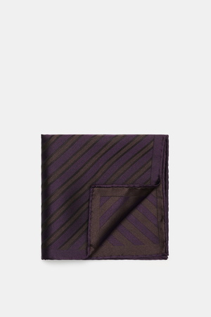 Brunello Cucinelli  - Herren - Seiden-Einstecktuch dunkelviolett/braun gestreift