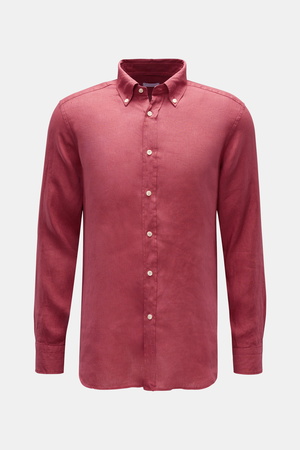Braun  Hamburg Essentials - Herren - Leinenhemd Button-Down-Kragen rot