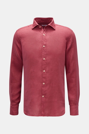 Braun  Hamburg Essentials - Herren - Leinenhemd Haifisch-Kragen rot