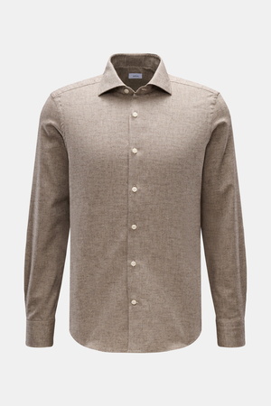 Braun Hamburg  - Herren - Flanellhemd Haifisch-Kragen taupe