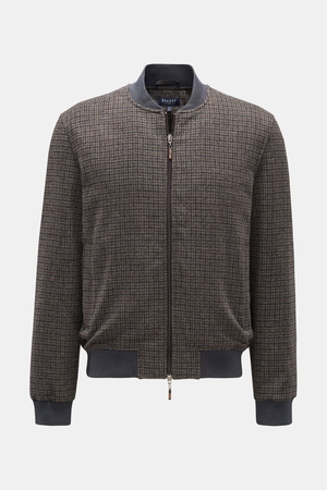 04651 / A trip in a bag - Herren - Woll-Blouson 'Check Bomber' grau/braun kariert