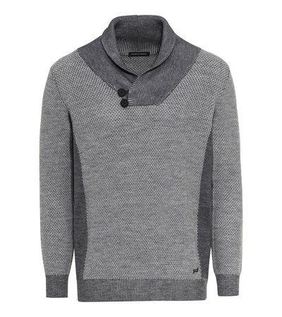 Porsche Design Shawl Collar Sweater - asphalt grey/bright white - M grau