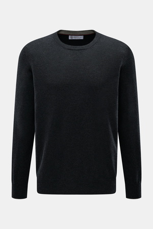 Brunello Cucinelli  - Herren - Cashmere Rundhalspullover anthrazit meliert
